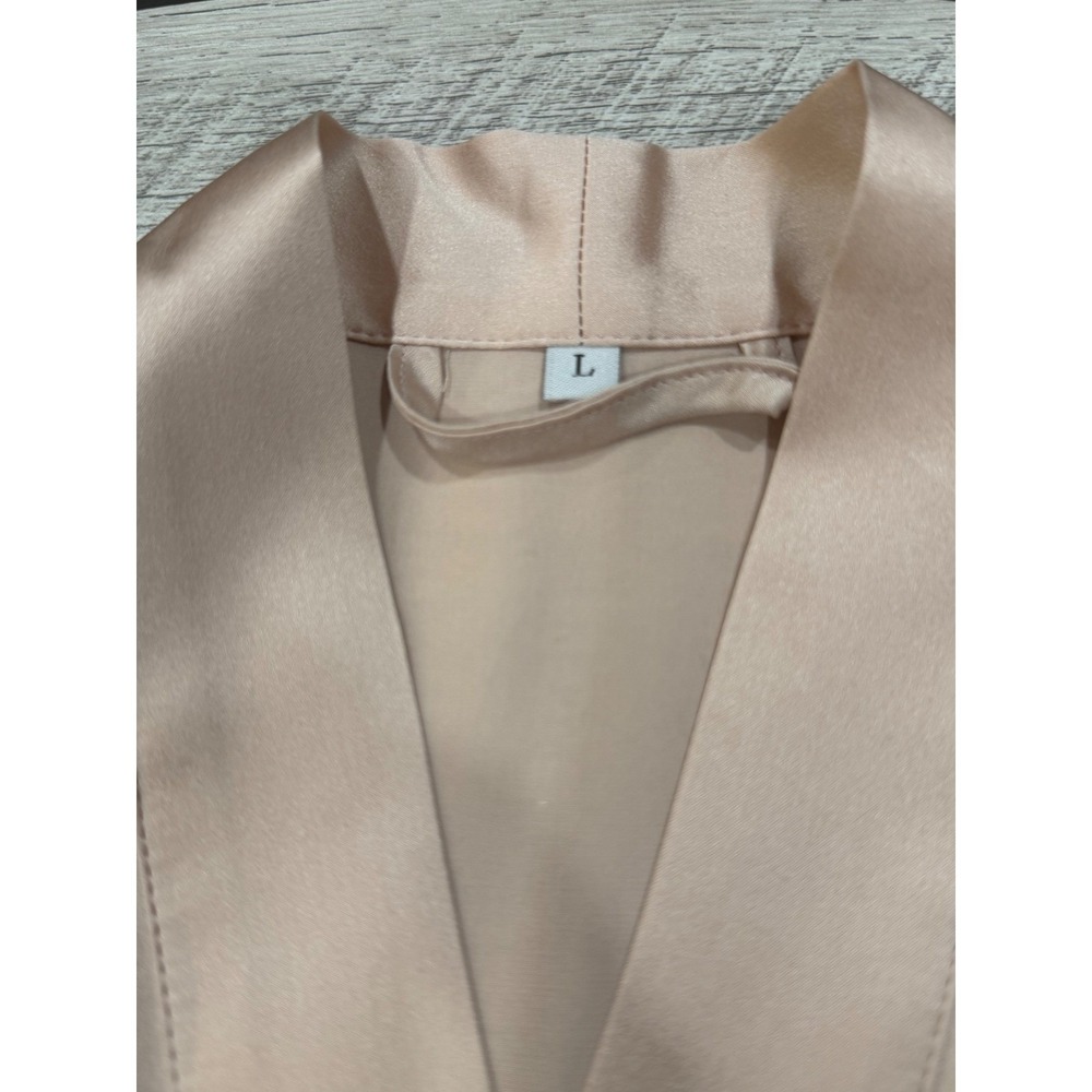 Slipintosoft 100% Silk Kimono Robe Champagne Tie Waist Luxury Lounge Large - Picture 13 of 13